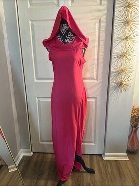 SHEIN Fuchsia Hooded Sleeveless Maxi Dress